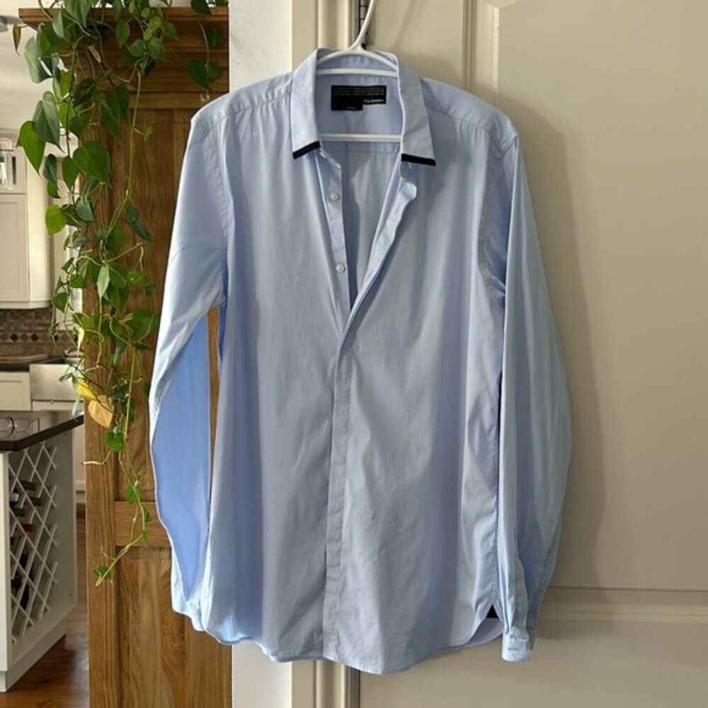 🎀 THE KOOPLES PARIS cotton blue fitted button down dress shirt large
